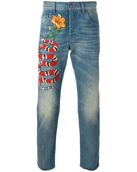 cheap gucci snake jeans|gucci ripped jeans.